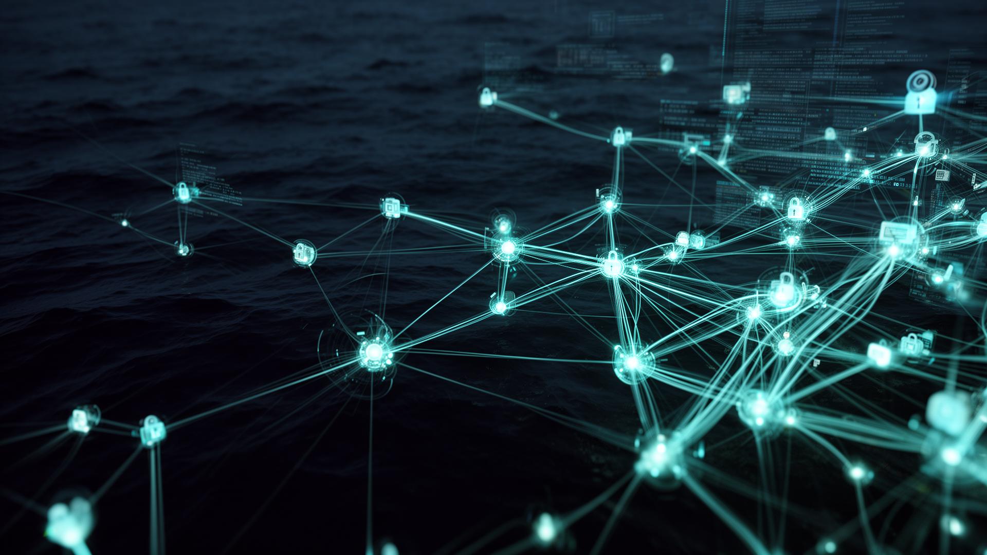 Glowing network of connected nodes